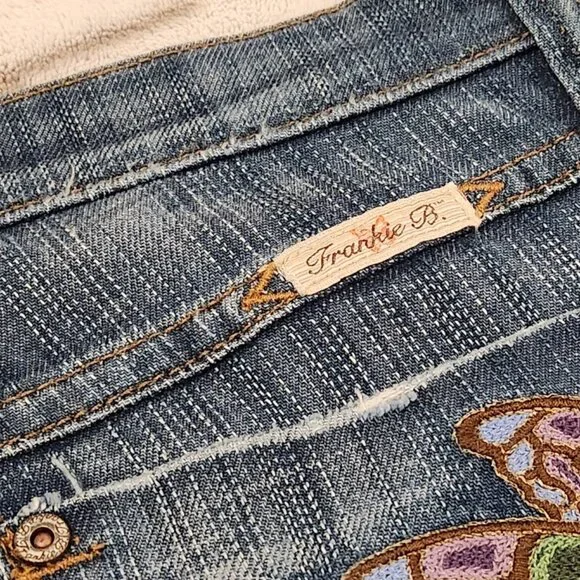 Vintage Frankie B Embroidered Butterfly Pockets Jeans Size 2 - Picture 11 of 14